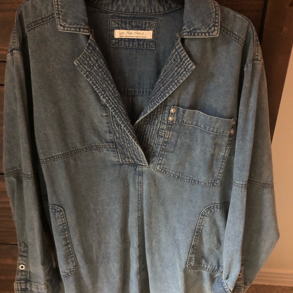 Free People Denim Blue Top